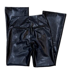 Abercrombie and Fitch Black Faux Leather Wide Leg Curve Love Pants High Waisted